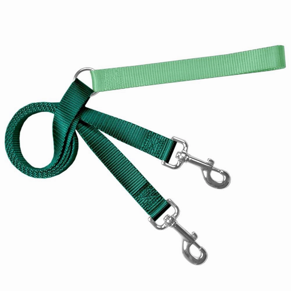 2 Hounds Design Double Connection Training Leash - 1" Wide Kelly Green/Neon Green