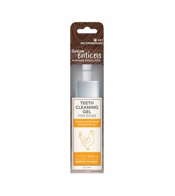 $14.40 ONLY [PWP SPECIAL]: TropiClean Enticers - No Brushing Teeth Cleaning Gel for Dogs (Honey Marinated Chicken) dog immunity,pet immune support