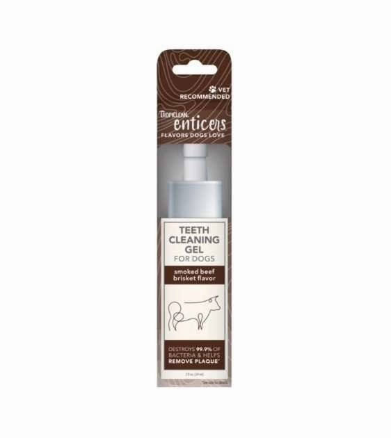 $14.40 ONLY [PWP SPECIAL]: TropiClean Enticers - No Brushing Teeth Cleaning Gel for Dogs (Smoked Beef Brisket) dog immunity,pet immune support