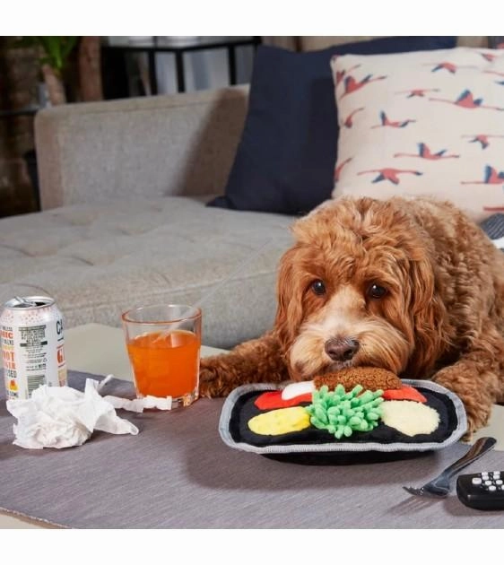 $18 ONLY: BarkShop Tubular TV Dinner Dog Plush Toy