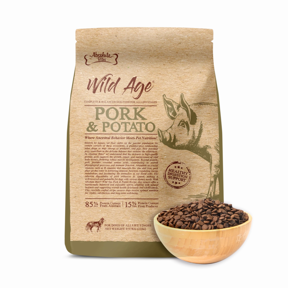 Absolute Bites Wild Age Dog Pork & Potato Complete & Balanced For All Life Stages 22lbs (EXPIRY SEP 2025)
