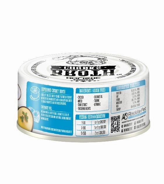 Absolute Holistic Broth Chunks (Chicken Cutlets & Coconut Oil) Wet Cat & Dog Food