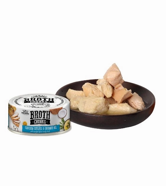 Absolute Holistic Broth Chunks (Chicken Cutlets & Coconut Oil) Wet Cat & Dog Food