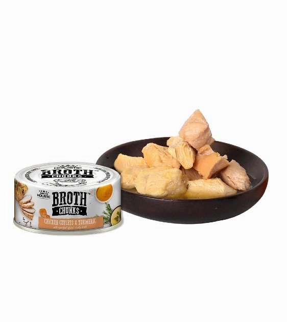 Absolute Holistic Broth Chunks (Chicken Cutlets & Turmeric) Wet Cat & Dog Food