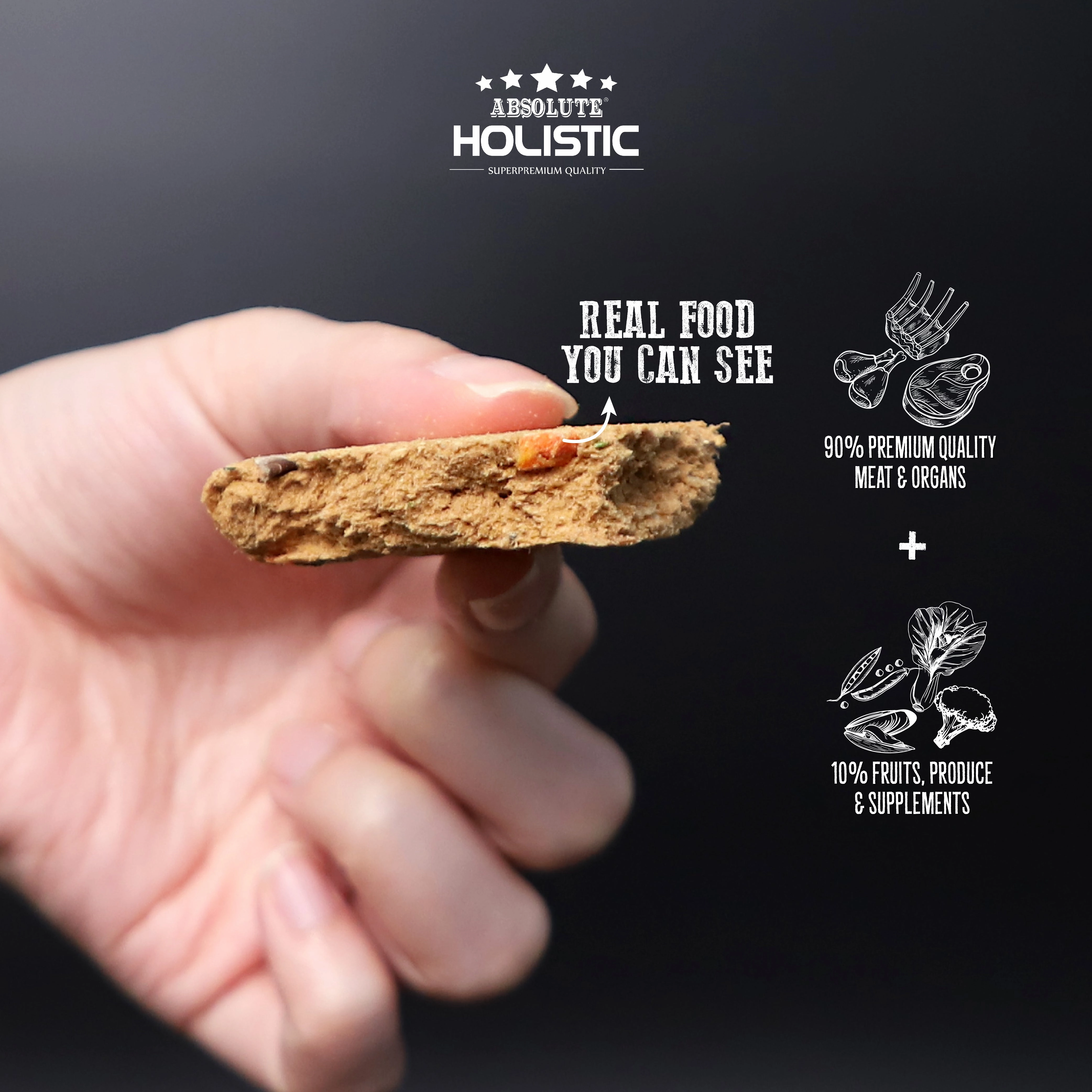 Absolute Holistic Freeze Dried Patties Dog Food (Venison & Beef)