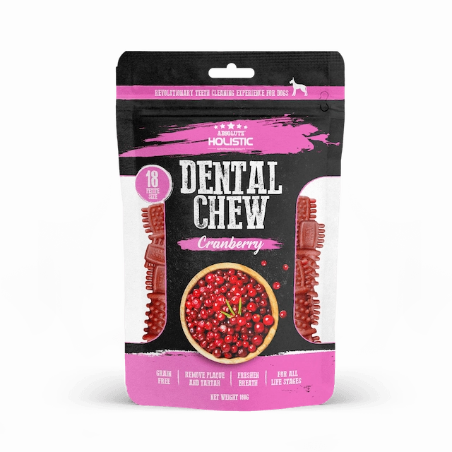Absolute Holistic Petite Dental Dog Chews (Cranberry) pet coat care,skin health