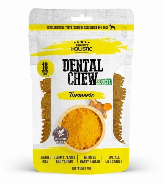 Absolute Holistic Petite Dental Dog Chews (Turmeric) pet coat care,skin health