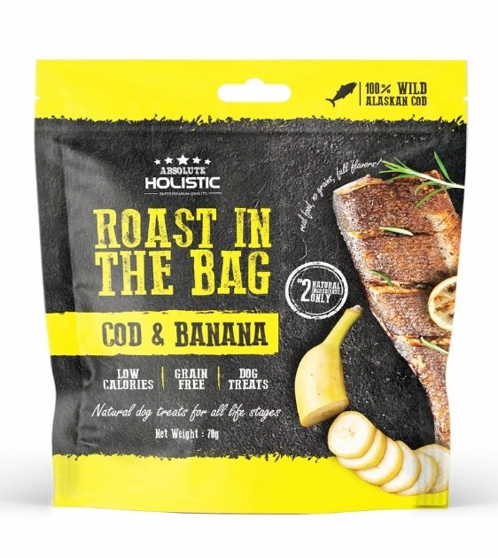 Absolute Holistic Roast In The Bag (Cod & Banana) Natural Dog Treats dog leash,walking strap