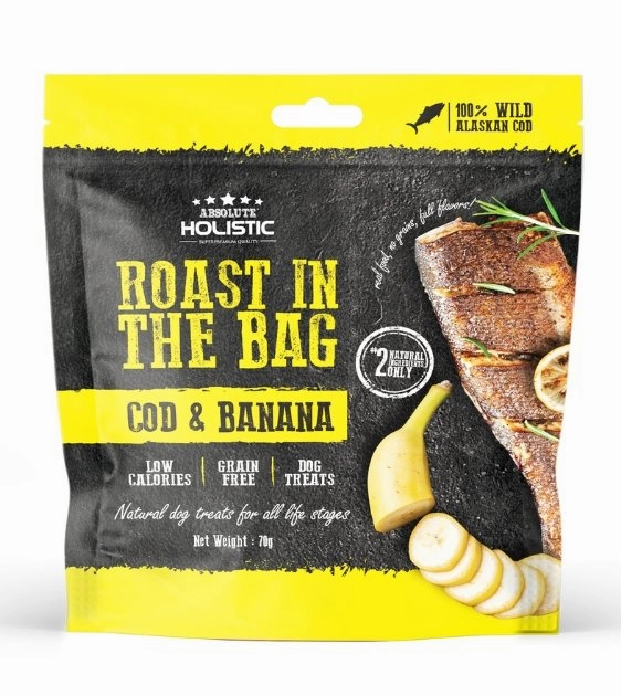 Absolute Holistic Roast In The Bag (Cod & Banana) Natural Dog Treats