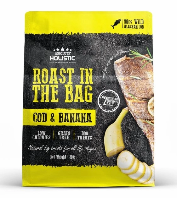 Absolute Holistic Roast In The Bag (Cod & Banana) Natural Dog Treats