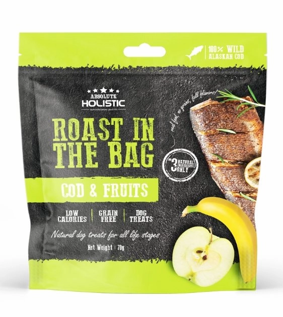 Absolute Holistic Roast In The Bag (Cod & Fruits) Natural Dog Treats dog shampoo,bathing supplies