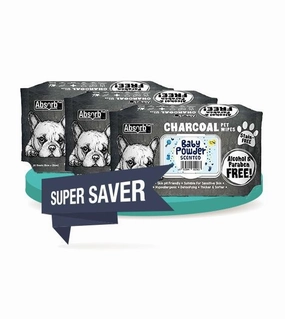 Absorb Plus Charcoal Wipes For Dogs & Cats 80pc (3-Pack Saver Bundle) odor remover,dog cleaning