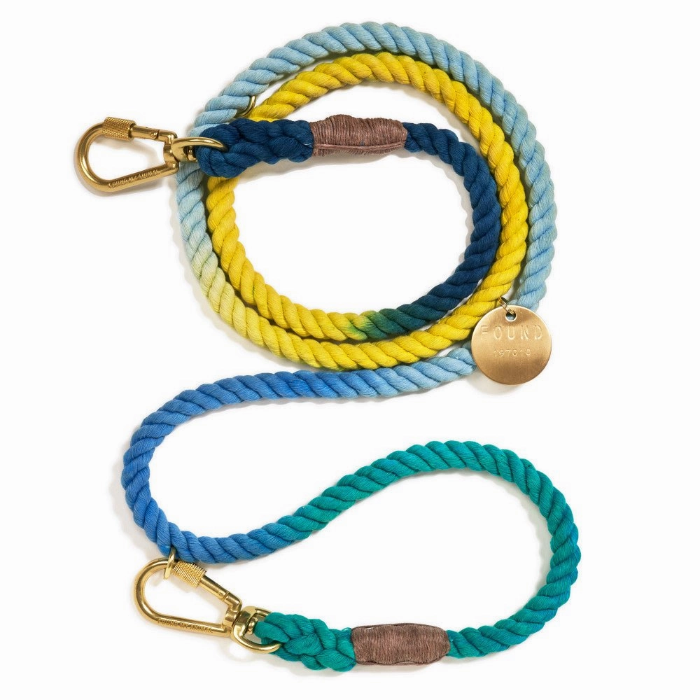 Adjustable Cotton Rope Dog Leash Azure Ombre