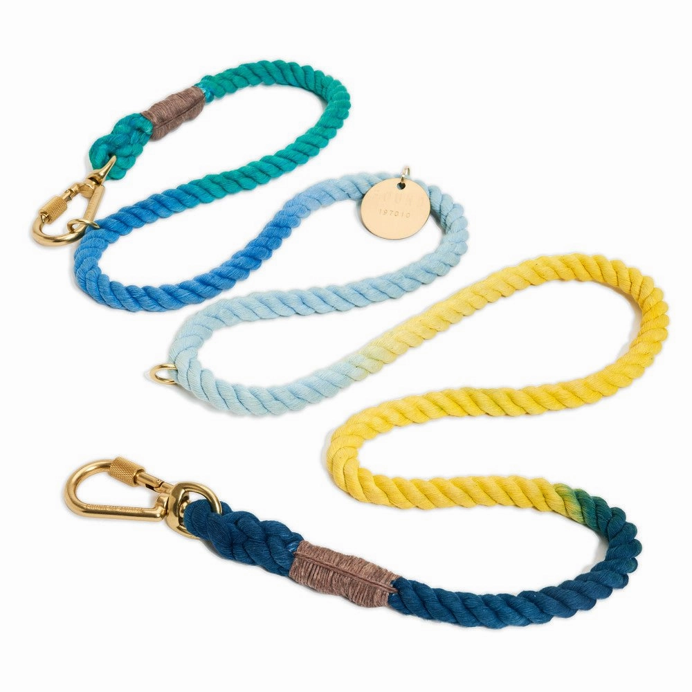 Adjustable Cotton Rope Dog Leash Azure Ombre