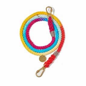 Adjustable Cotton Rope Dog Leash Prismatic Ombre dog mixer,pet meal booster