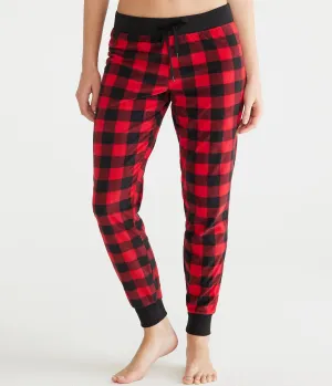 Aeropostale Womens' Buffalo Plaid Polyfleece Sleep Joggers - Red - Size L - Polyester - Teen Fashion & Clothing Cherry Wine Aeropostale