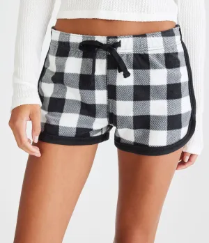 Aeropostale Womens' Buffalo Plaid Polyfleece Sleep Shorts -  - Size M - Polyester - Teen Fashion & Clothing Black Aeropostale