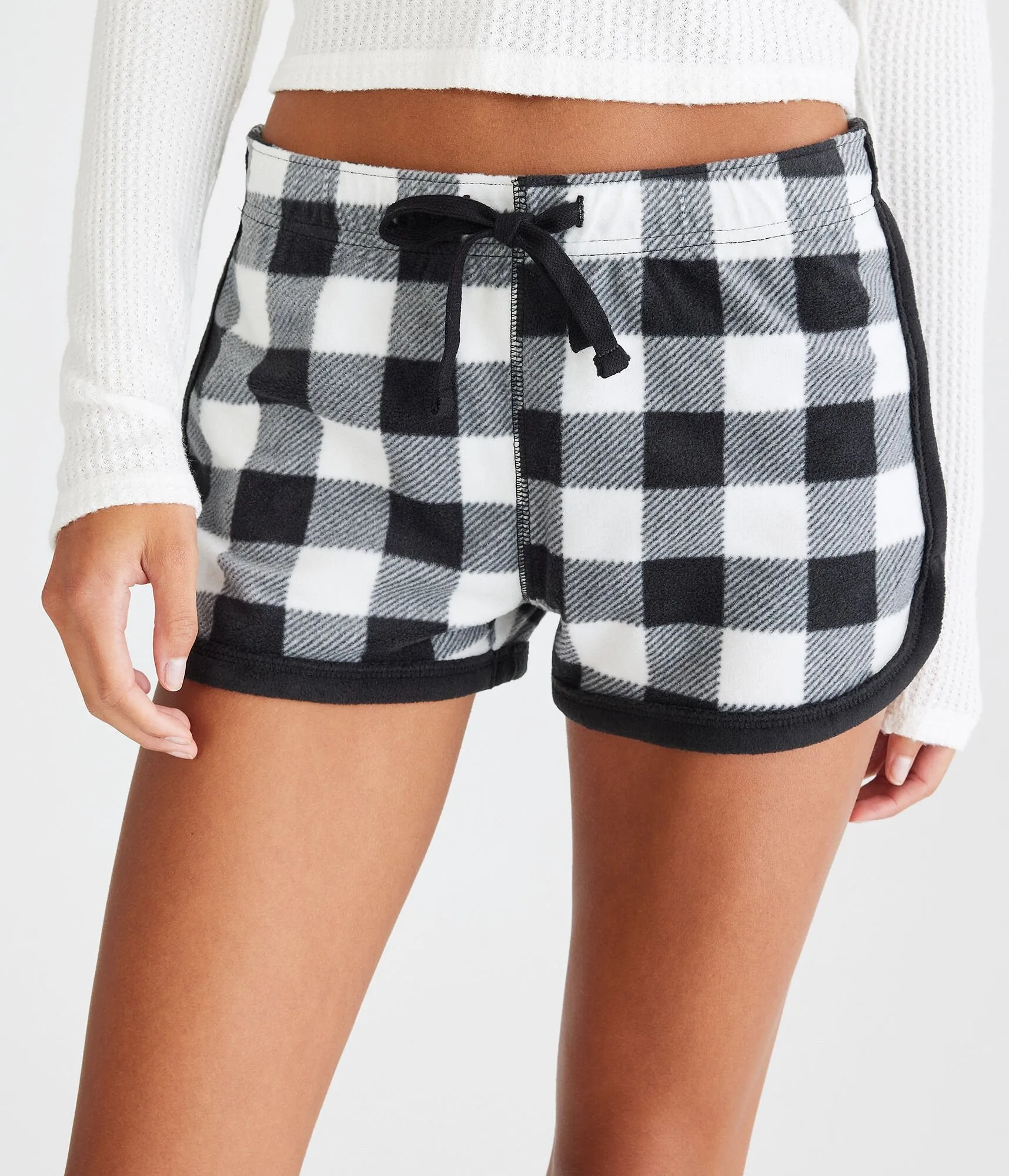 Aeropostale Womens' Buffalo Plaid Polyfleece Sleep Shorts -  - Size M - Polyester - Teen Fashion & Clothing Black Aeropostale