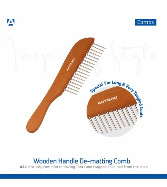 Artero De-Matting Comb with Wooden Handle For Dogs & Cats (22cm) [P223] interactive dog toy,tech pet toy