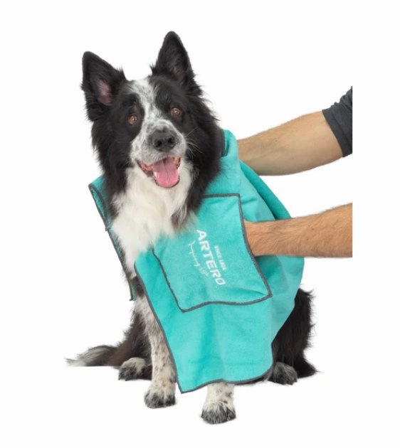 Artero Pockets Turquoise Zumba Wide Towel (Large) For Dogs & Cats
