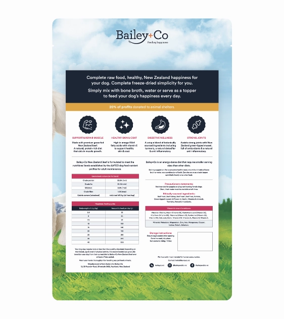 Bailey Co New Zealand Freeze Dried Raw Dog Food (Beef)