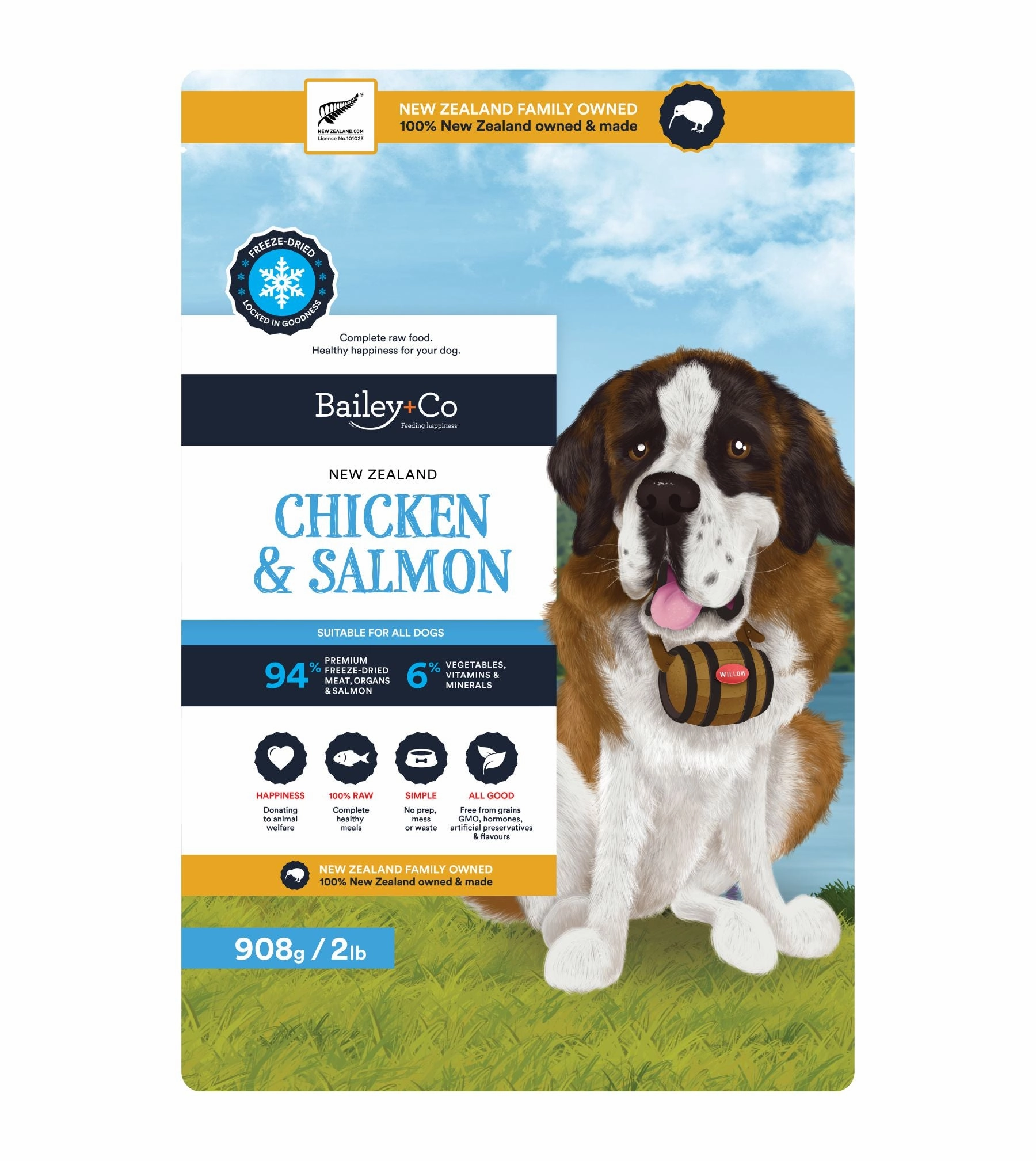 Bailey Co New Zealand Freeze Dried Raw Dog Food (Chicken & Salmon)