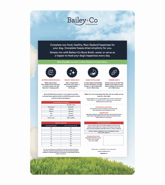 Bailey Co New Zealand Freeze Dried Raw Dog Food (Lamb)