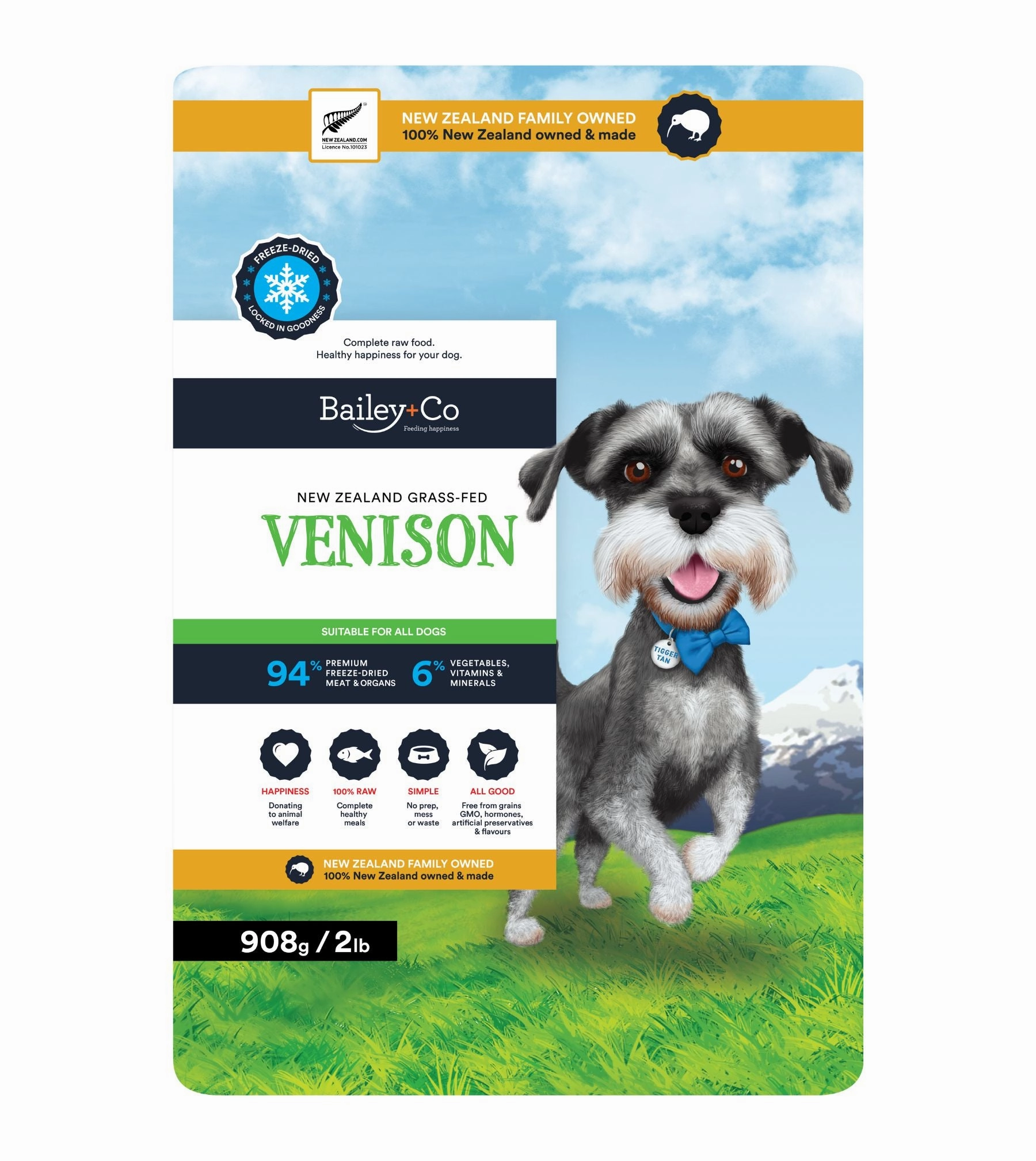 Bailey Co New Zealand Freeze Dried Raw Dog Food (Venison)