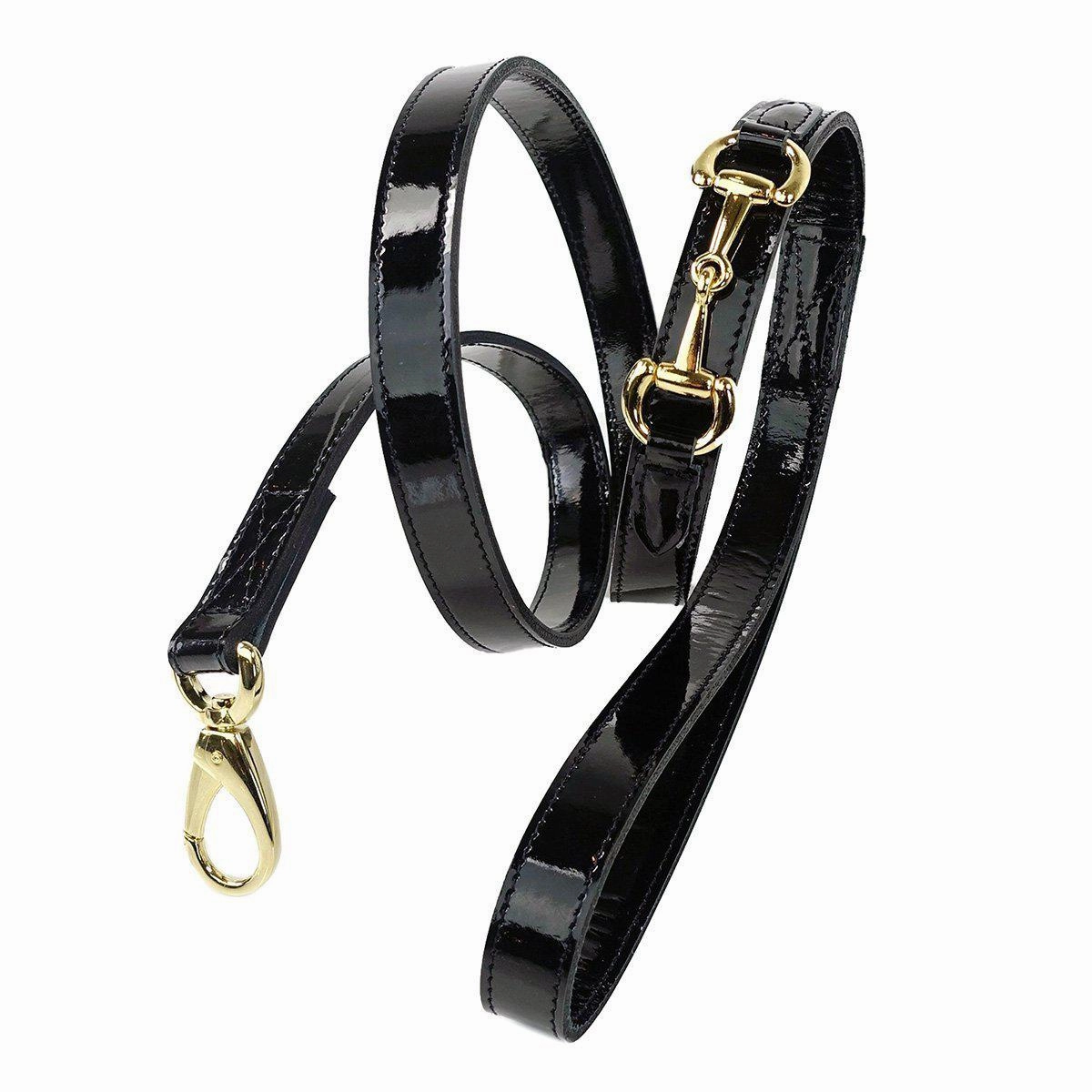 Belmont Collection Dog Leash Black Patent/Gold dog mobility,outdoor pet aid