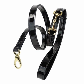 Belmont Collection Dog Leash Black Patent/Gold dog mobility,outdoor pet aid