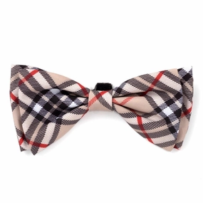 Bias Plaid Tan Dog Bow Tie dog collar accessory,collar decor