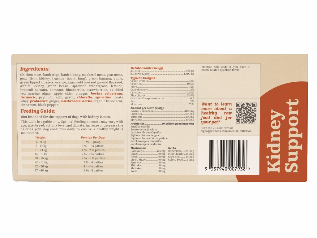 Big Dog Barf Nourish Nutrition Raw Dog Food (Prescription Diet Alternative - Kidney Support)