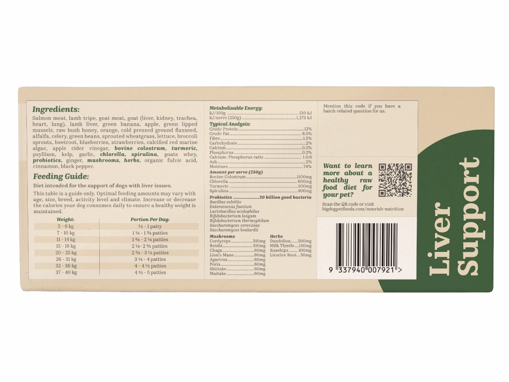 Big Dog Barf Nourish Nutrition Raw Dog Food (Prescription Diet Alternative - Liver Support)