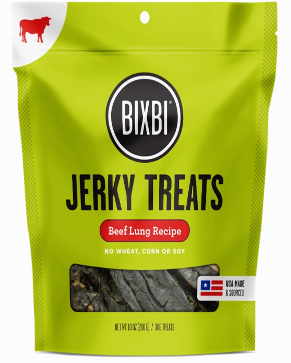 Bixbi Jerky Dog Treats Original Beef Lung 10oz Bag