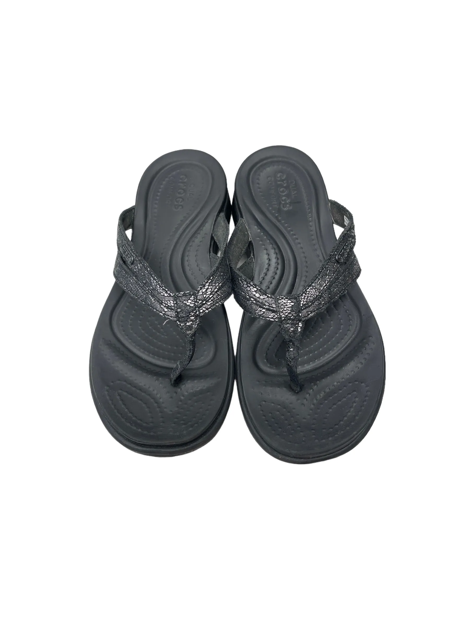 Black Sandals Flip Flops Crocs, Size 9 crocs