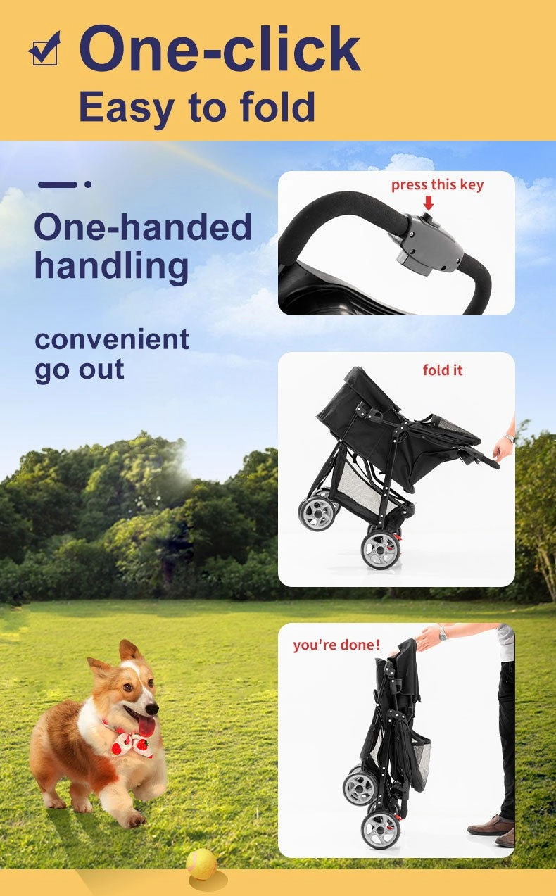 BNDC 102 Pram & Stroller For Dogs & Cats (Black)