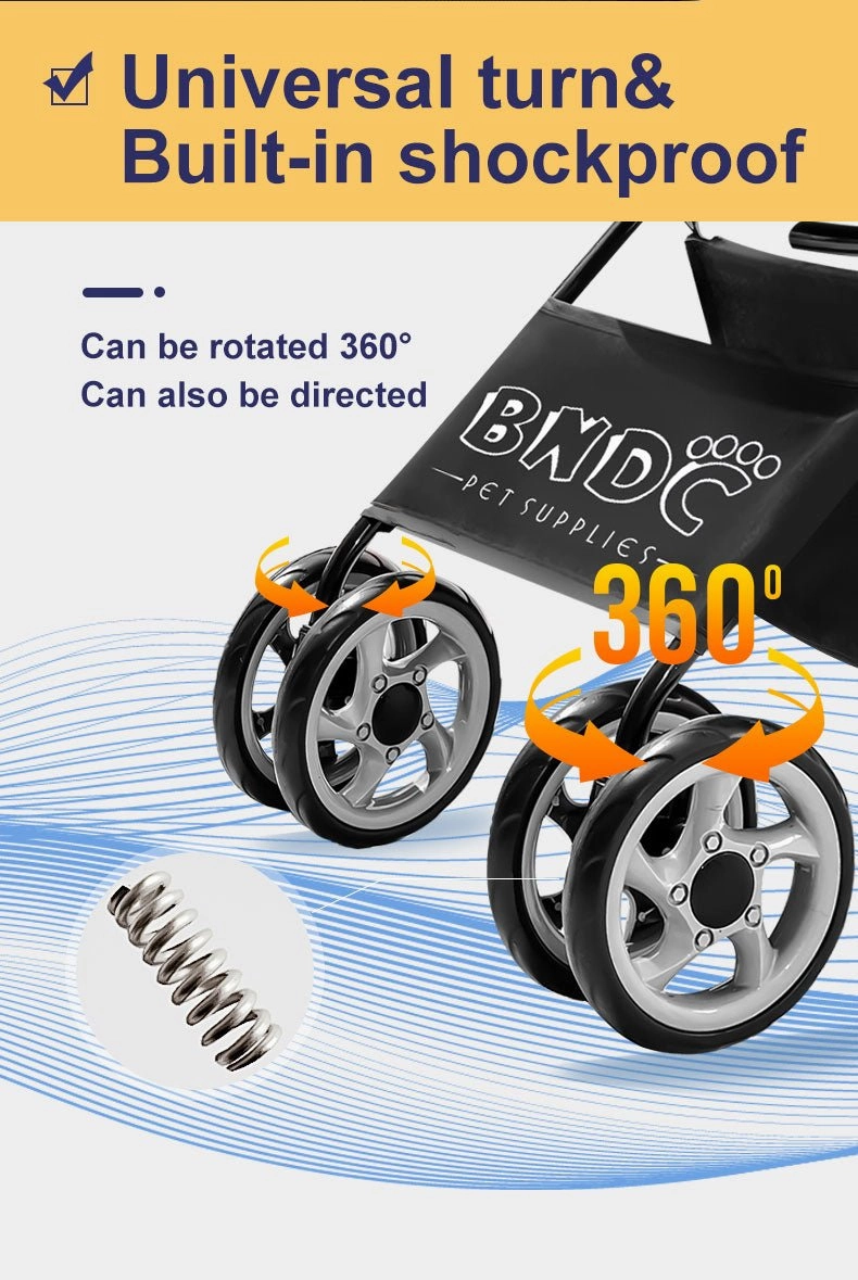 BNDC 102 Pram & Stroller For Dogs & Cats (Black)