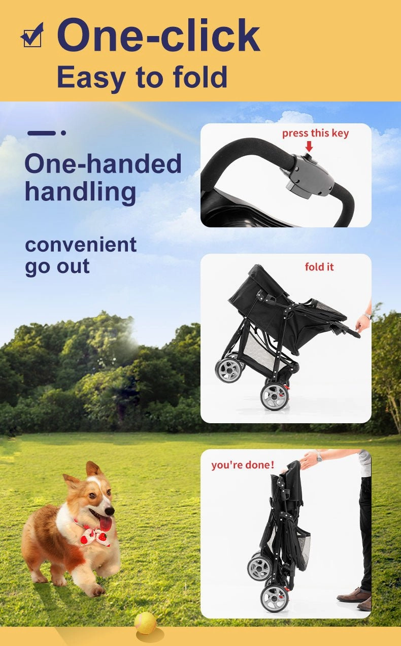 BNDC 102 Pram & Stroller For Dogs & Cats (Black)