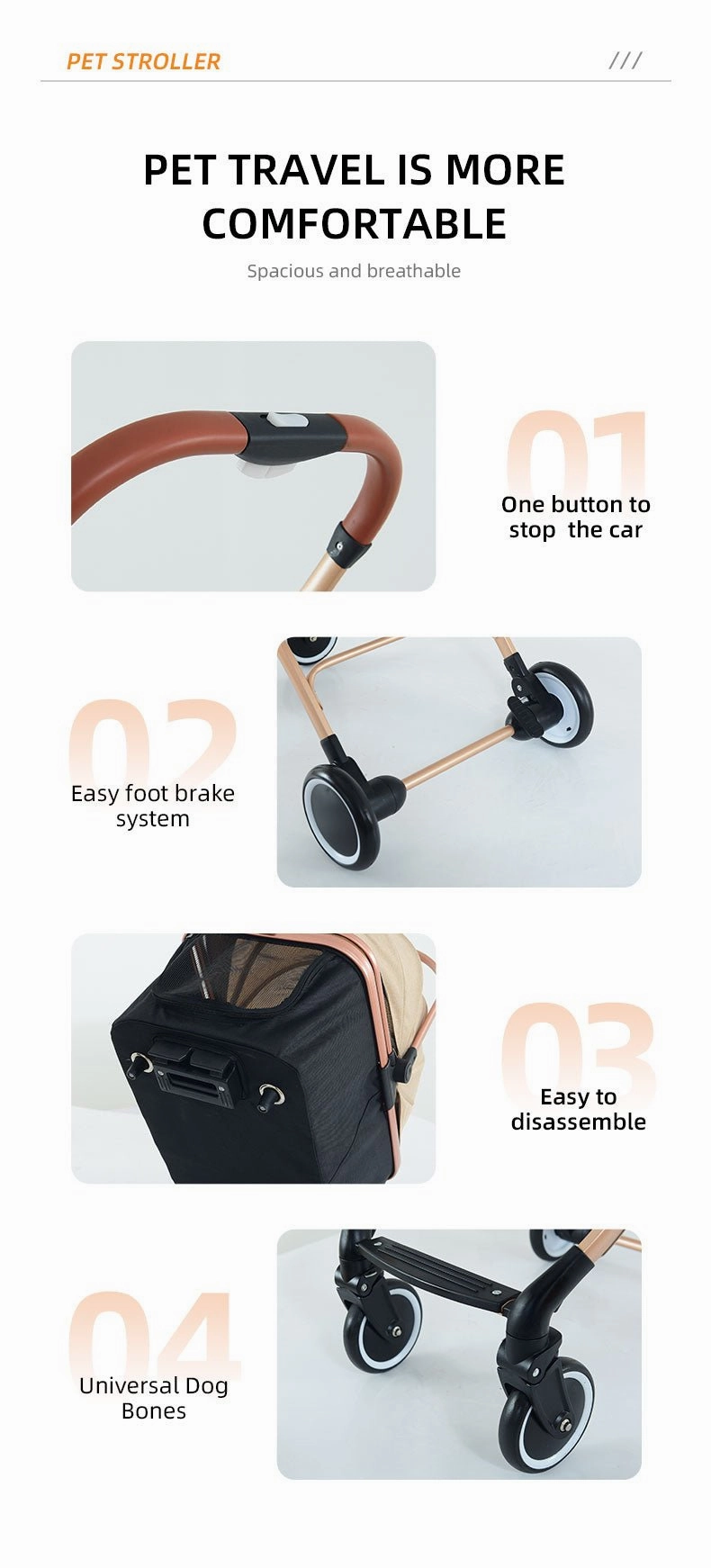 BNDC 106 Pram & Stroller For Dogs & Cats (Grey)
