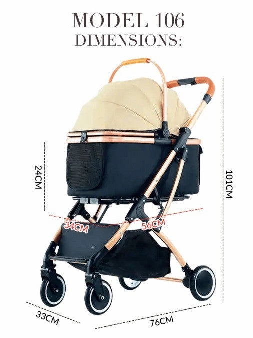 BNDC 106 Pram & Stroller For Dogs & Cats (Grey)