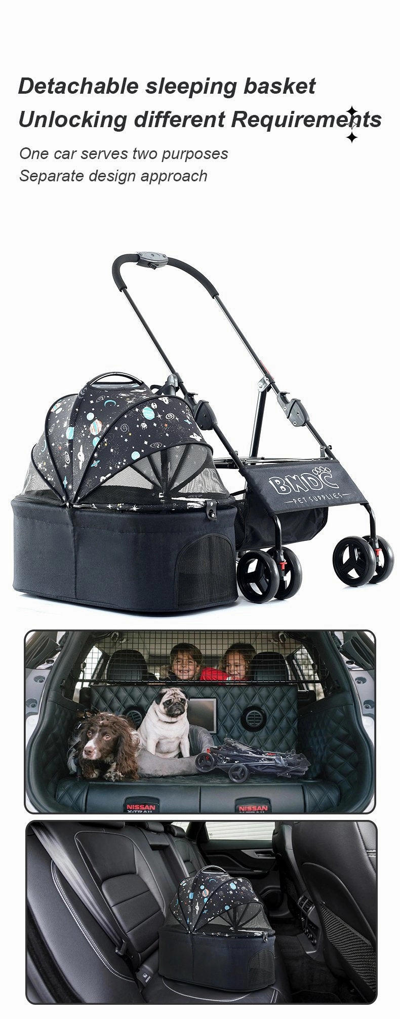 BNDC 107 Pram & Stroller For Dogs & Cats (Sky)