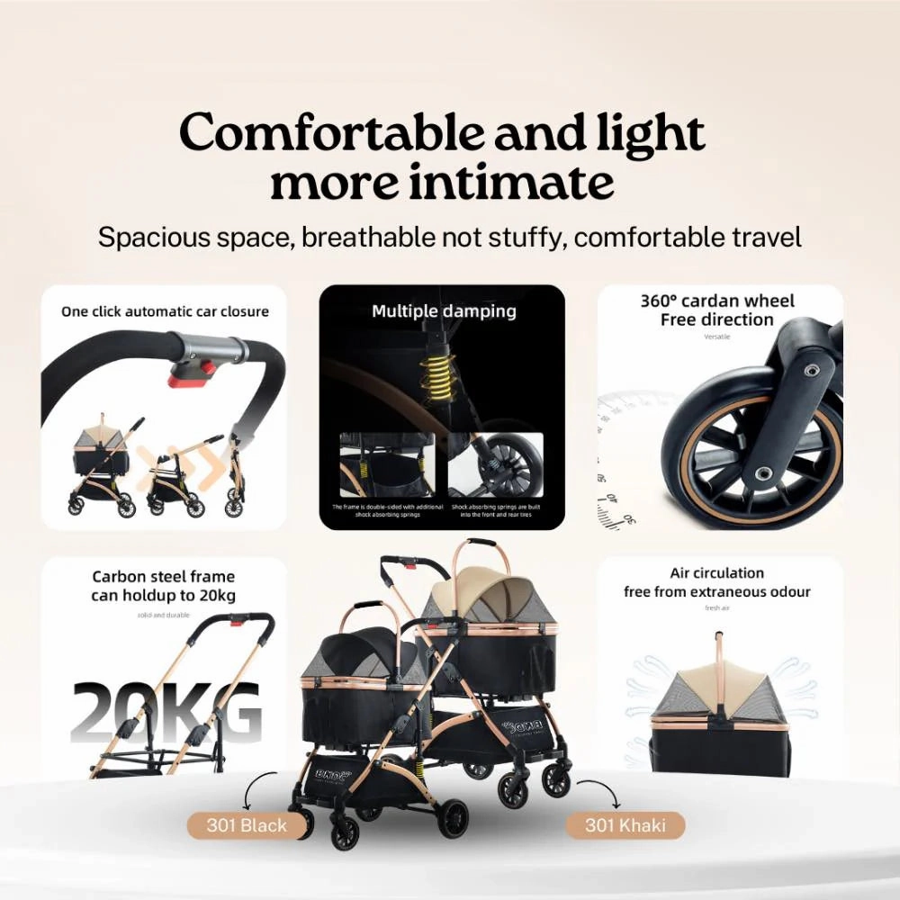 BNDC 301 Pram & Stroller For Dogs & Cats (Black)