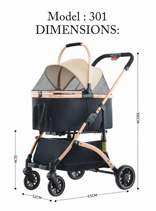 BNDC 301 Pram & Stroller For Dogs & Cats (Black)
