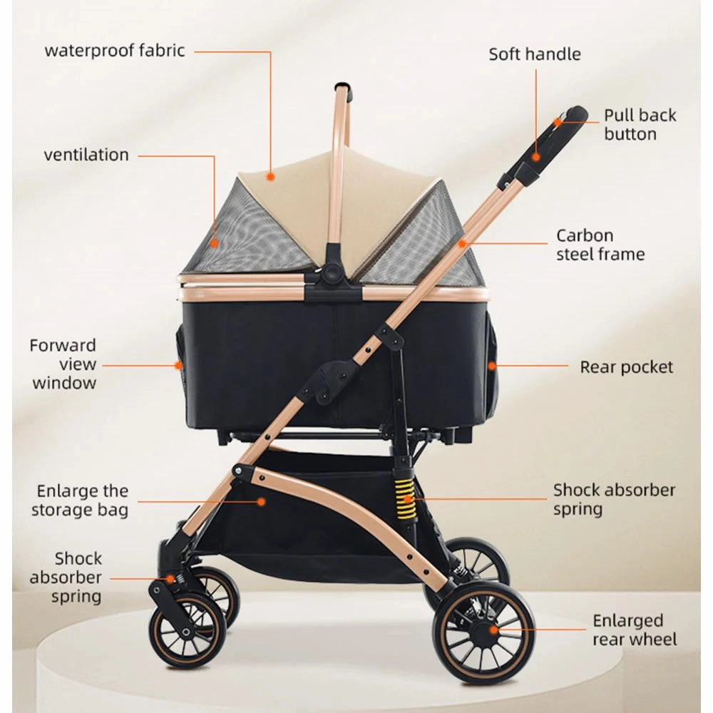 BNDC 301 Pram & Stroller For Dogs & Cats (Black)
