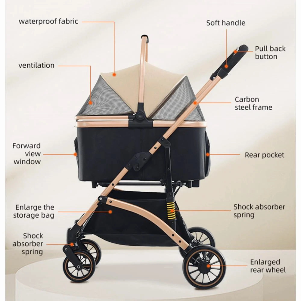 BNDC 301 Pram & Stroller For Dogs & Cats (Khaki)