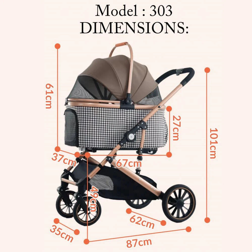 BNDC 303L Pram & Stroller For Dogs & Cats (Coffee)
