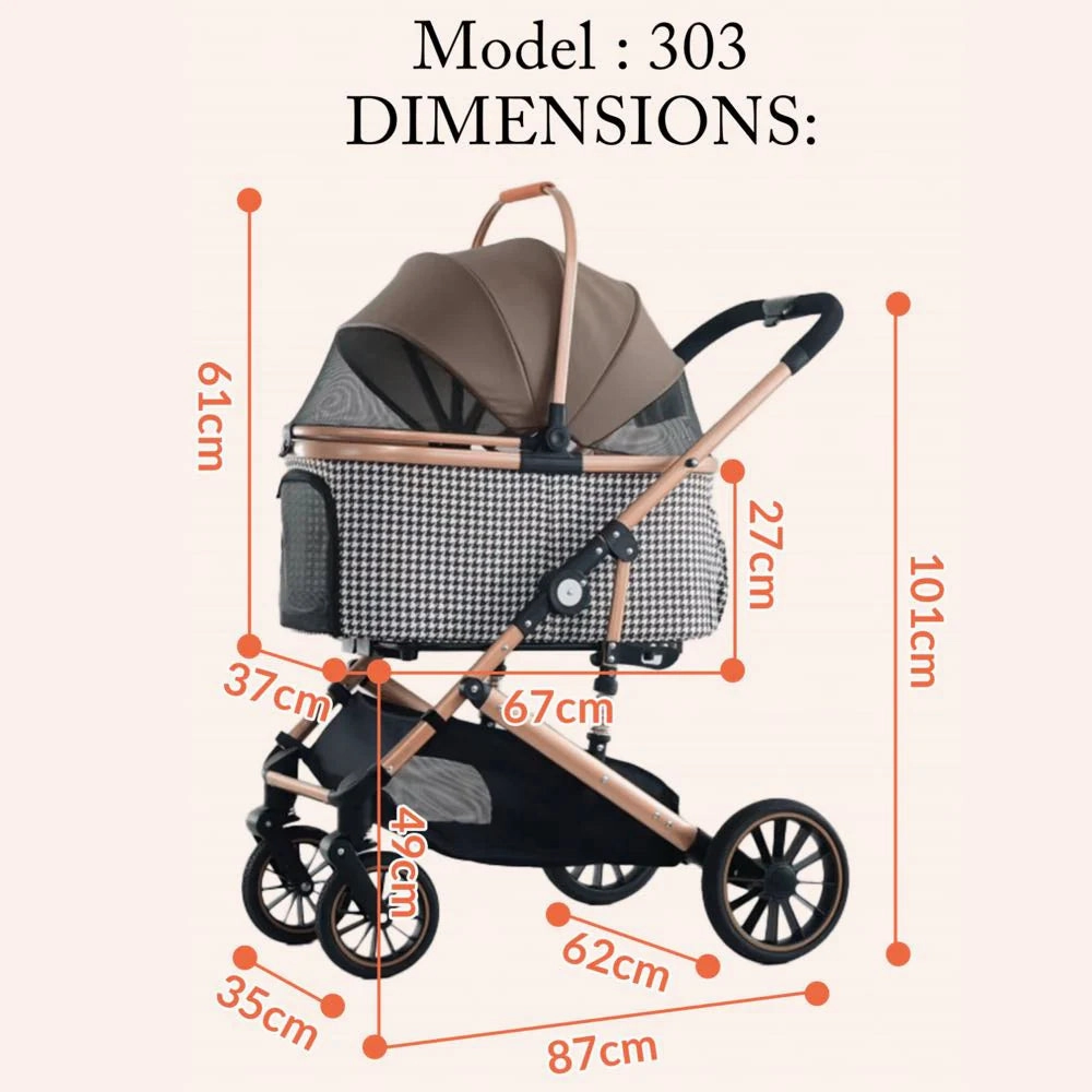 BNDC 303L Pram & Stroller For Dogs & Cats (Coffee)