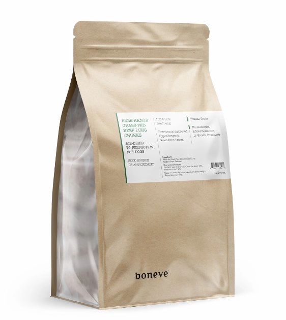Boneve Earthmade Free-Range Grass-Fed Beef Lung Chunks Air-Dried Dog Treats