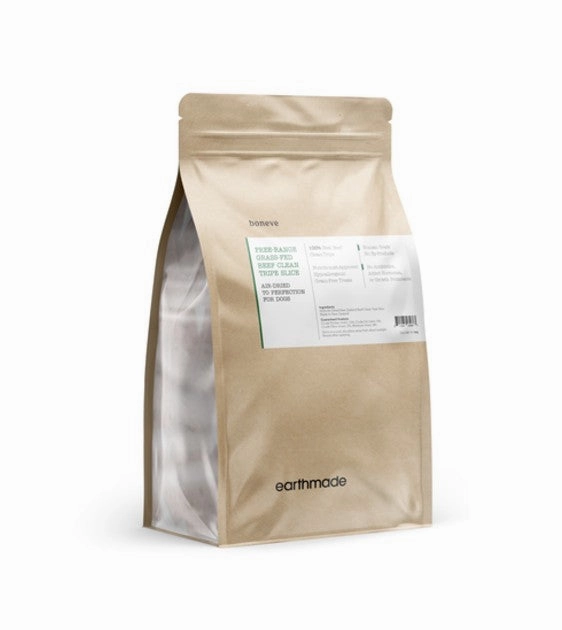 Boneve Earthmade Grass-Fed Beef Clean Tripe Slice Air Dried Dog Treats air-dried dog food,dehydrated dog food
