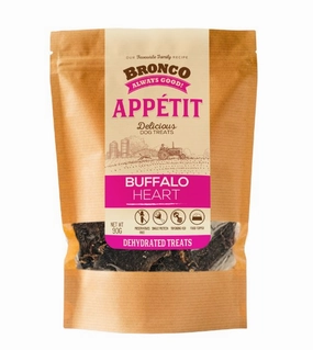 Bronco Apptit Dehydrated Dog Treats (Buffalo Heart) air-dried dog food,dehydrated dog food